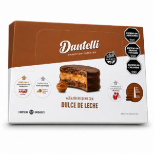 Caja Alfajor "Dantelli" de dulce de leche x 12 u de 50gr